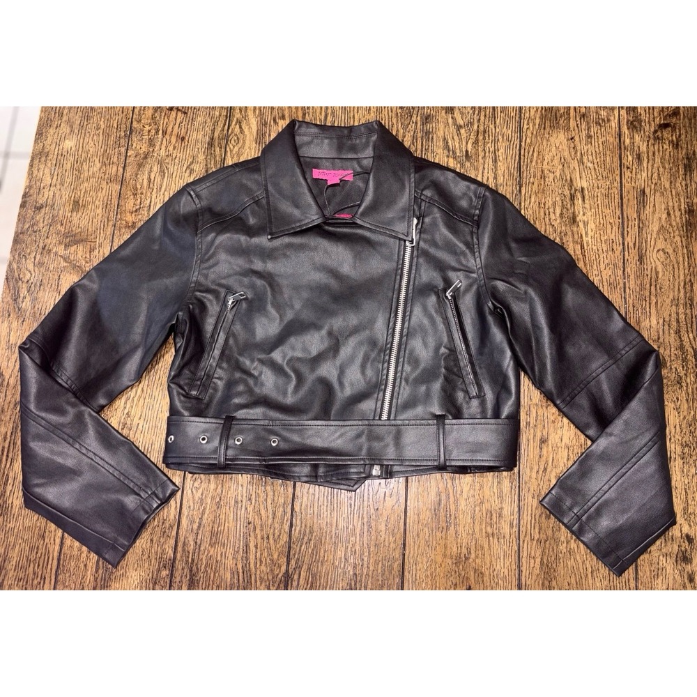 Betsey Johnson faux leather moto jacket S
